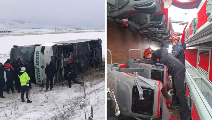 Kars’ta can pazarı! Yolcu otobüsü şarampole devrildi