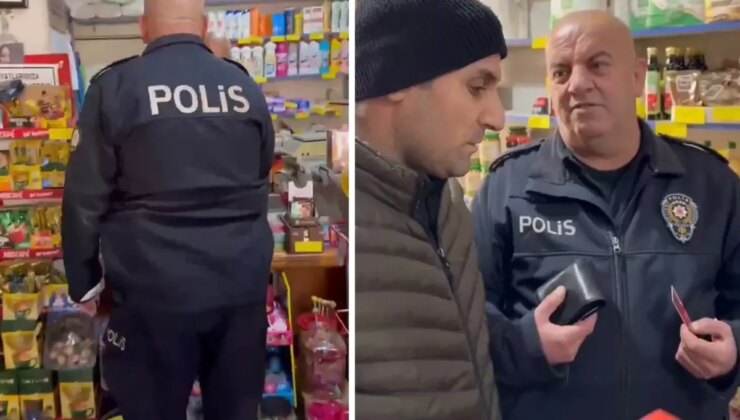 Mahalle bakkalına giden polis memurunun hareketi sosyal medyayı ikiye böldü