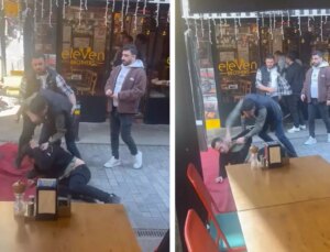 Komşu esnafların çalışanları tekme tokat birbirine girdi