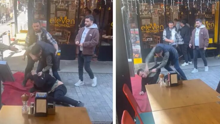 Komşu esnafların çalışanları tekme tokat birbirine girdi